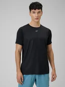 Koszulki sportowe męskie - 4F Koszulka treningowa regular szybkoschnąca męska - czarna XXL - miniaturka - grafika 1