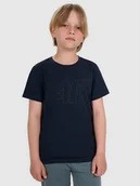 Koszulki dla chłopców - 4F T-shirt regular z nadrukiem chłopięcy - granatowy 122 (6-7 lat) - miniaturka - grafika 1