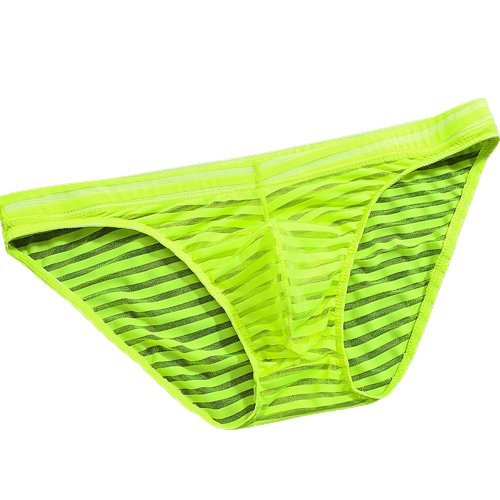 Sexowne Przeźroczyste Męskie Slipy w Paski - XXL
