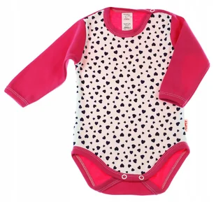 Body długi rękaw 100% Bawełna Serduszka r98 KLEKLE - Body dla niemowląt - miniaturka - grafika 1