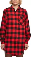 Sukienki - Urban Classics Damska sukienka oversize z kołnierzem flanelowym, czarno-czerwona, M, czarny/czerwony, M - miniaturka - grafika 1