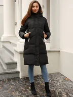 Kurtki damskie - Sportowa puchowa kurtka damska z kapturem Czarny XXL - miniaturka - grafika 1