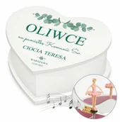 Pamiątka Pierwszej Komunii Świętej - Szkatułka na biżuterię w kształcie serca z pozytywką i nadrukiem dla - miniaturka - grafika 1