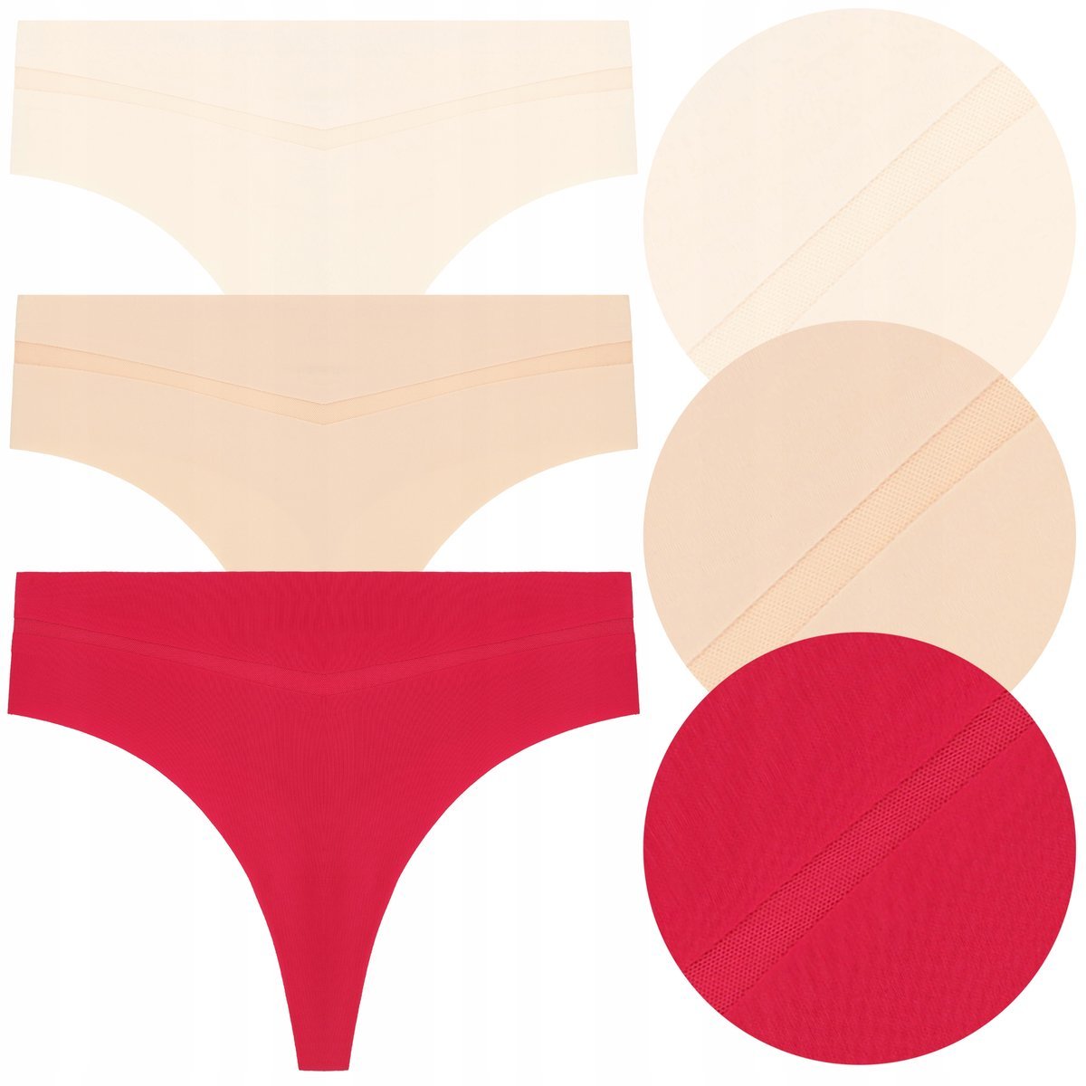 MAJTKI DAMSKIE Stringi z siateczką Seksowne Kobiece MORAJ 3-Pak r. S