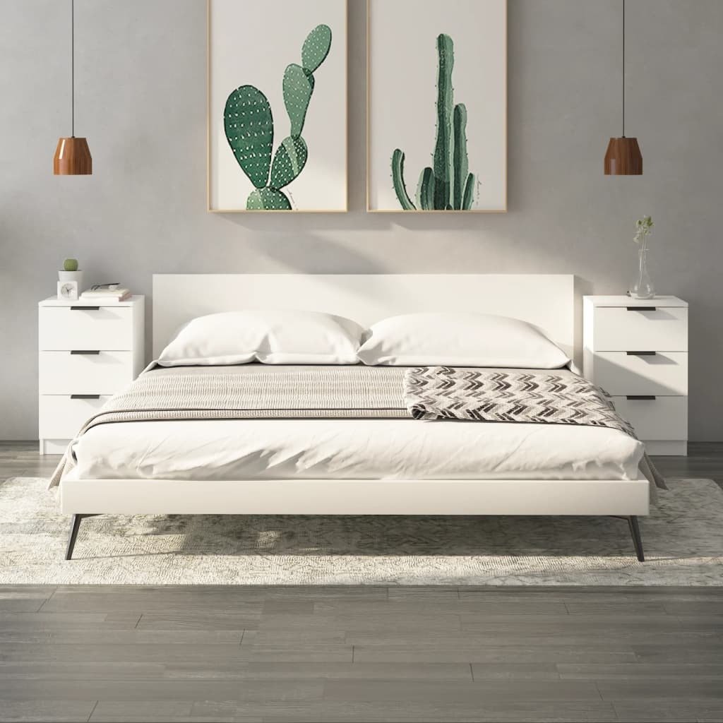 vidaXL Szafki nocne 2 szt. Biały 40x36x65 cm - Stolik nocny - Szafki nocne - Szafa - Szafka nocna