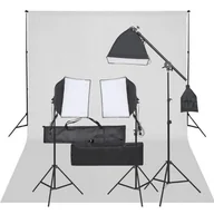 Lampy studyjne - vidaXL Fotograficzny zestaw studyjny z lampami i tłem - miniaturka - grafika 1