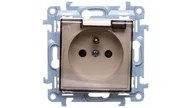 Gniazdka elektryczne - Kontakt Simon Kontakt_Simon Gniazdo wtyczkowe do wersji IP44 z uszczelką z przesłonami torów prądowych - klapka transparetna (moduł) 16A. 250V. zaciski śrubowe krem CGZ1BZ.01/41A - miniaturka - grafika 1
