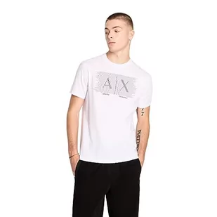 Armani Exchange Męski T-Shirt Regular Fit Ax Lines Box Logo Tee T-Shirt, biały, S - Koszulki męskie - miniaturka - grafika 1