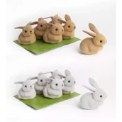 Dekoracje sali - Dekoracyjne zajączki - 6 sztuk, 2 kolory - miniaturka - grafika 1