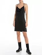 Sukienki - Replay Damska satynowa sukienka, 098 BLACK, S - miniaturka - grafika 1