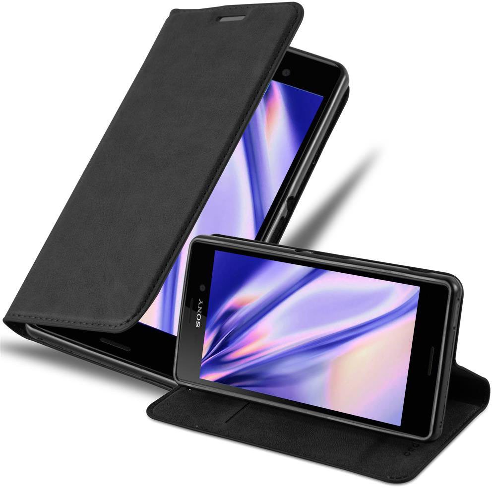 Cadorabo pokrowiec na Sony Xperia M4 AQUA w kolorze czarnym etui na telefon komórkowy z magnetycznym zamknięciem