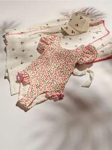 Reserved - Jednoczęściowy strój kąpielowy z falbaną - złamana biel - Stroje kąpielowe dla dziewczynek - miniaturka - grafika 1