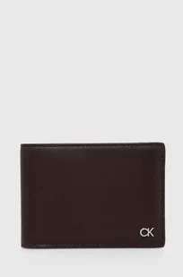 Calvin Klein portfel skórzany męski kolor brązowy - Portfele - miniaturka - grafika 1