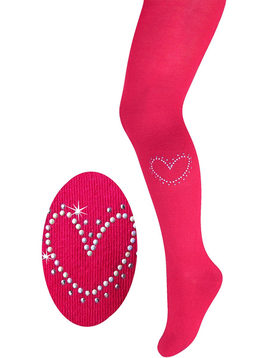 Dziewczęce rajstopki bawełniane z sercem czerwone Milusie r.104/110