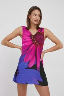 Sukienki - Desigual sukienka kolor różowy mini oversize - grafika 1