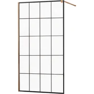 Ścianki i drzwi prysznicowe - Mexen Kioto ścianka prysznicowa 130 x 200 cm, transparent/czarny wzór 8 mm, różowe złoto - 800-130-101-60-77 - miniaturka - grafika 1