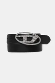 Paski - Diesel pasek skórzany OVAL D LOGO B-1DR STRASS damski kolor czarny X09611.P6364 - miniaturka - grafika 1