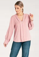 Koszule męskie - Satynowa koszula damska Elegancka koszula damska Różowa M1135 r. S/M - miniaturka - grafika 1