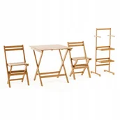 Meble ogrodowe - MEBLE OGRODOWE DREWNIANE AKACJA 4w1 Stolik Krzesła - miniaturka - grafika 1