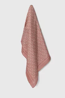 Apaszki i szaliki damskie - Calvin Klein apaszka jedwabna kolor różowy wzorzysta - grafika 1