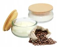 Świece - 2x Świece sojowe zapachowe z drewnianą pokrywką zapach kawa poj 210 ml - miniaturka - grafika 1