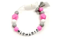 Akcesoria do smoczków - Silikonowa zawieszka do smoczka z imieniem DOWOLNE IMIĘ - miniaturka - grafika 1