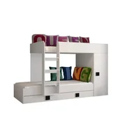 Łóżka dla dzieci i młodzieży - Abiks Łóżko piętrowe Antresola TOLEDO 2 biały + biały + czarny - miniaturka - grafika 1