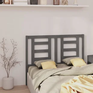 Lumarko Wezgłowie łóżka, szare, 126x4x100 cm, lite drewno sosnowe - Inne meble do sypialni - miniaturka - grafika 5