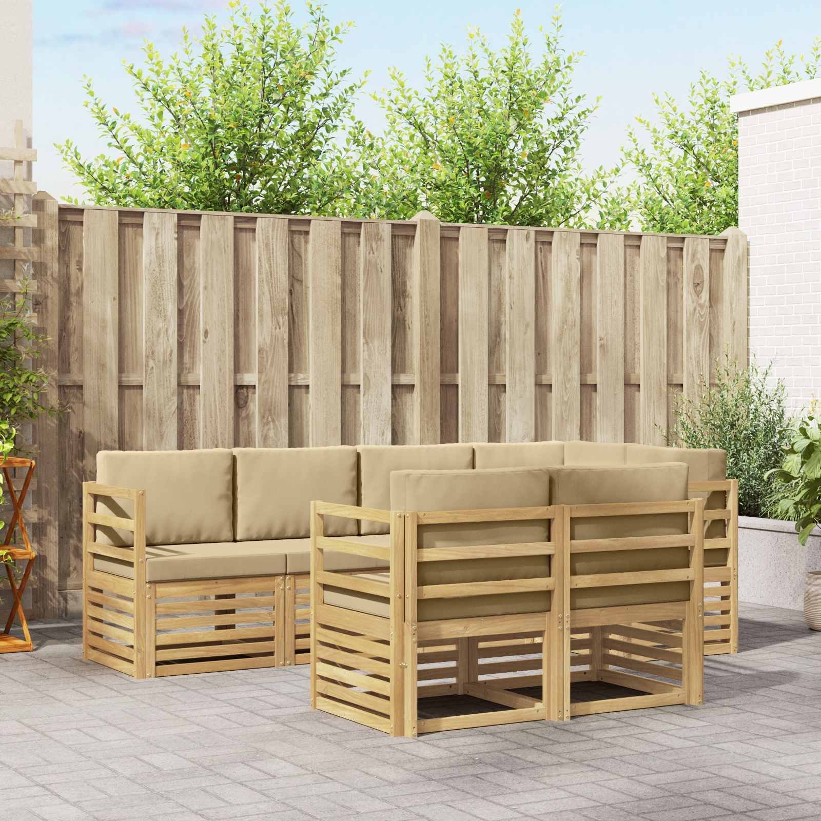 vidaXL Zestaw sof na zewnątrz 7 pcs Biały i Beżowy 245 x 126,5 x 73 cm