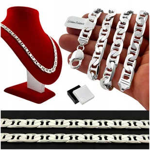 Gruby Srebrny Łańcuch Męski Splot Gucci 55 Cm 9 Mm Diamentowany Próba 925 - Łańcuszki - miniaturka - grafika 1