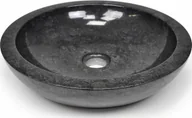 Umywalki - DIVERO Umywalka kamienna - czarny polerowany marmur - miniaturka - grafika 1