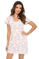 Bielizna nocna - Bawełniana koszula nocna Rosalia różowa w kwiaty XL - miniaturka - grafika 1