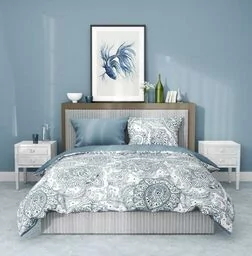 Faro Pościel satynowa 160x200 Elegant 003 ornamenty biała szara kwiaty orientalna dwustronna S 23 - Pościel - miniaturka - grafika 1
