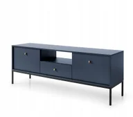 Szafki RTV - Szafka Rtv stolik telewizyjny z szufladą czarne nogi Molly 154 cm Granatowa - miniaturka - grafika 1
