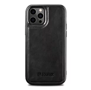 ICARER Etui Leather Oil Wax do iPhone 12 Pro Max czarny - Etui i futerały do telefonów - miniaturka - grafika 1