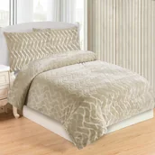 Pościel - Beżowa pościel jednoosobowa z mikropluszu 140x200 cm – My House - miniaturka - grafika 1