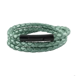 König Design skórzany naszyjnik skórzany pasek skórzana bransoletka 4 mm męski naszyjnik 17 cm - 100 cm pleciony, długość: 25 centymetrów, kolor: zielony metalik - Naszyjniki męskie - miniaturka - grafika 1
