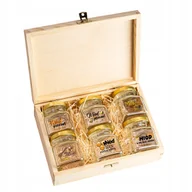 Domowy wyrób alkoholu - Zestaw skrzynka DREWNIANA 6 słoiczków 120ml NADRUK - miniaturka - grafika 1