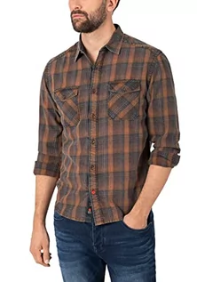 Koszule męskie - Timezone Męska koszula flanelowa, Brown Anthra Check, S - grafika 1