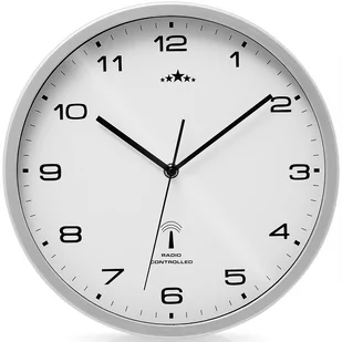Zegar ścienny sterowany radiowo biały/srebrny Ø31 cm - Zegary - miniaturka - grafika 1