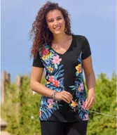 Bluzki damskie - Lejąca tunika z kwiatowym nadrukiem Kobieta Atlas For Men - Kolor : Motywy - Rozmiar : 36/38 - miniaturka - grafika 1