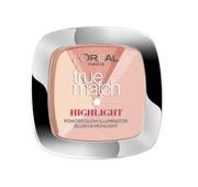 Pudry do twarzy - Loreal True Match Highlight Powder rozświetlający puder do twarzy 202 Rosy Glow 9g - miniaturka - grafika 1