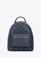 Torebki damskie - Damski plecak z imitacji skóry w tłoczenie granatowy - miniaturka - grafika 1