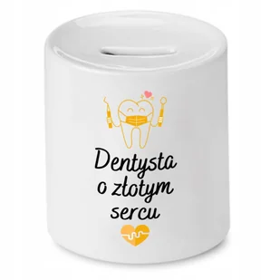 SKARBONKA DLA DENTYSTY O ZŁOTYM SERCU PREZENT z Nadrukiem ze Zdjęciem z Nad + Opakowanie na prezent (wzór 01) - Skarbonki - miniaturka - grafika 1