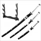 Repliki - broń - ZESTAW KATANA WAKIZASHI TANTO ZE STOJAKIEM 5KM28-3PCBK - miniaturka - grafika 1