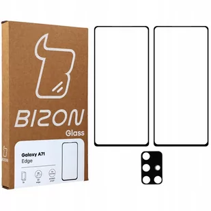 Bizon Szkło hartowane Bizon Glass Edge - 2 sztuki + ochrona na obiektyw, Galaxy A71, czarne 5903896180199 - Szkła hartowane na telefon - miniaturka - grafika 1