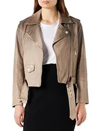Kurtki damskie - Armani Exchange Kurtka damska, metalowa płytka z logo na tylnej stronie skórzanej, noise, rozmiar S - miniaturka - grafika 1