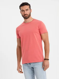 T-shirt męski klasyczny bawełniany BASIC - koralowy V17 OM-TSBS-0236 S - Koszulki męskie - miniaturka - grafika 1