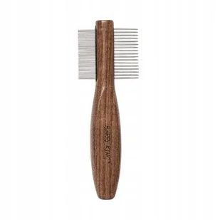 Ekskluzywny grzebie� dwustronny, dla zwierz�t, r�czka drewno orzechowe, metalowe z�by, wym. 5x14,3cm - Szczotki i furminatory - miniaturka - grafika 1