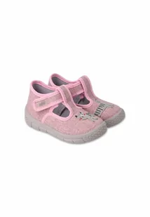 Kapcie dziewczęce do nauki zakładania, różowe, kotek, Befado - Kapcie damskie - miniaturka - grafika 1